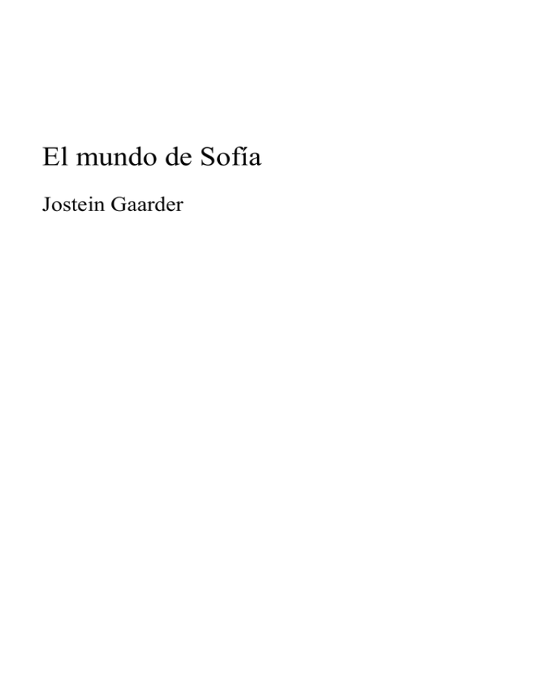 El mundo de Sofía Jostein Gaarder