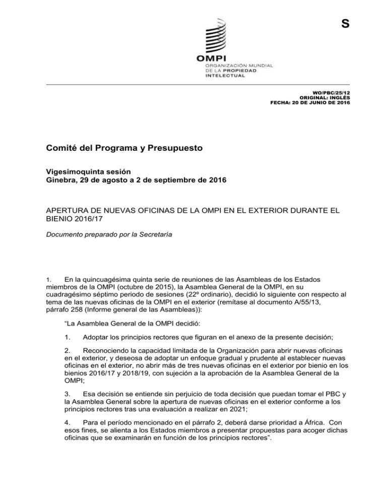 S Comit Del Programa Y Presupuesto Vigesimoquinta Sesi N