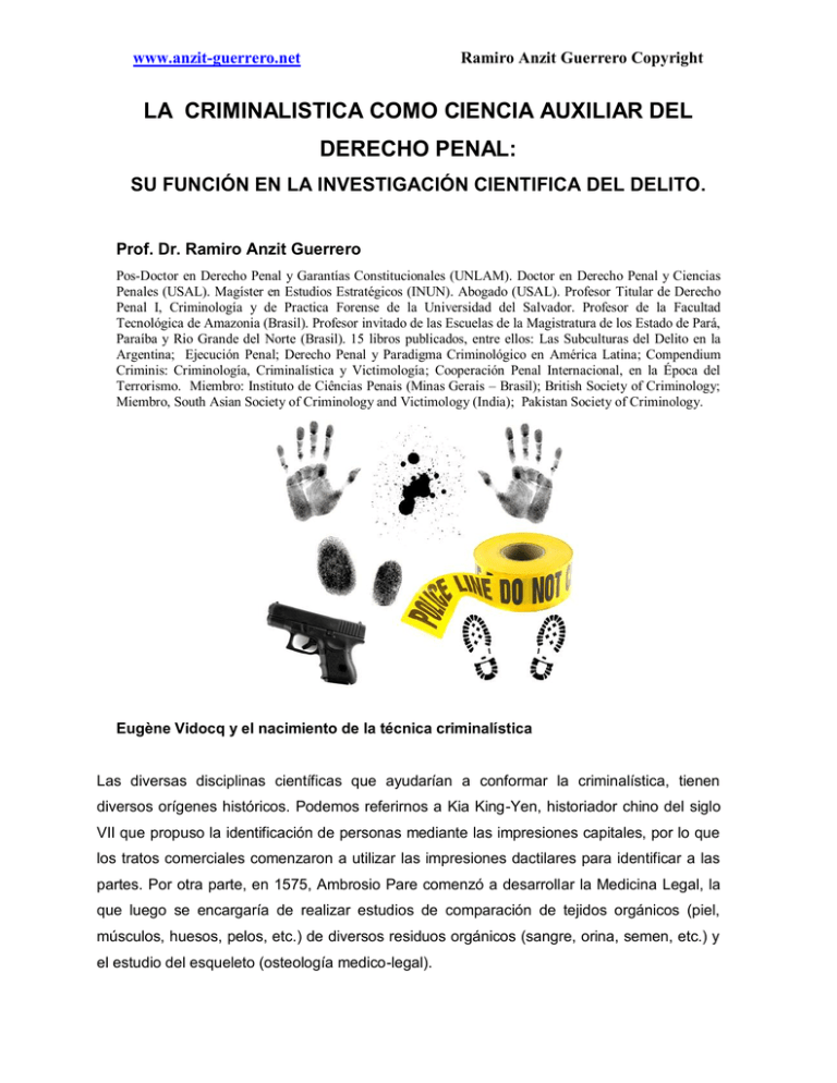 La Criminalistica Como Ciencia Auxiliar Del Derecho Penal