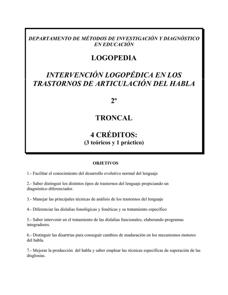 Intervenci N Logop Dica En Los Trastornos De La Articulaci N Del Habla