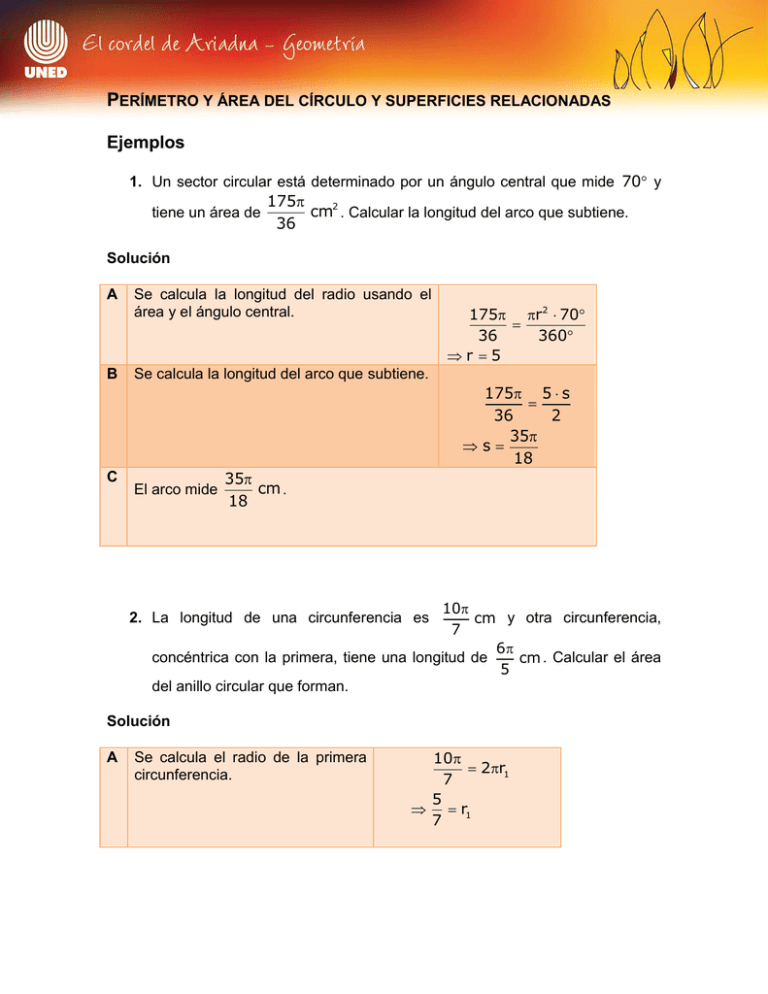 Perímetro y área del círculo y superficies