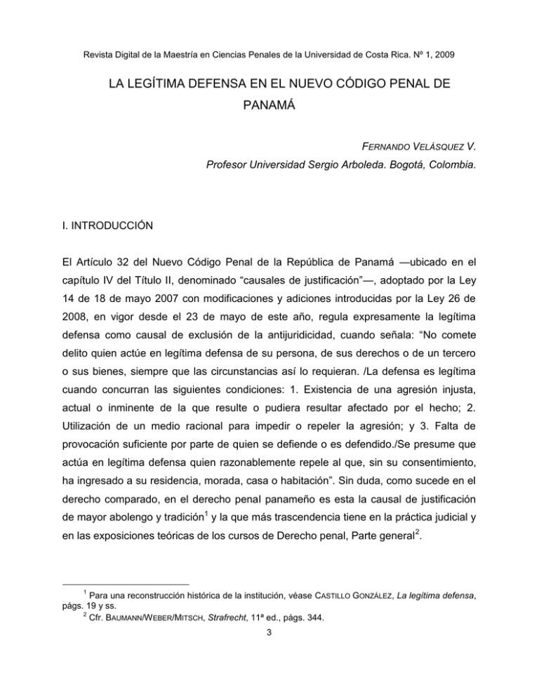 La Leg Tima Defensa En El Nuevo C Digo Penal De