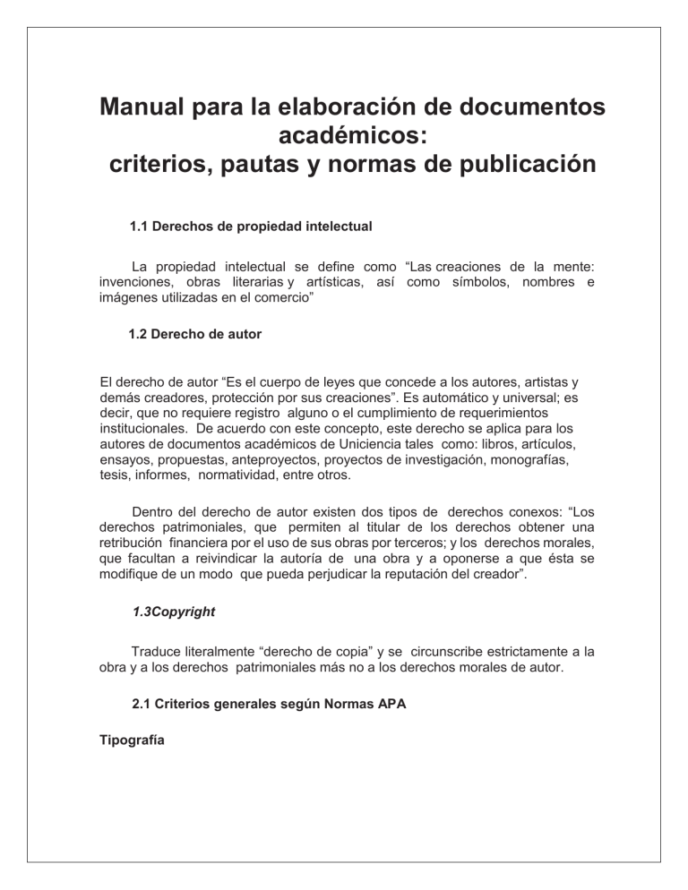 Manual Para La Elaboracion De Documentos Academicos