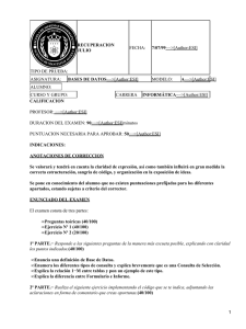 FECHA: TIPO DE PRUEBA: ASIGNATURA: MODELO: