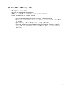 EXAMEN CIENCIA POLITICA (8−5−2001). Concepto de Estado moderno.
