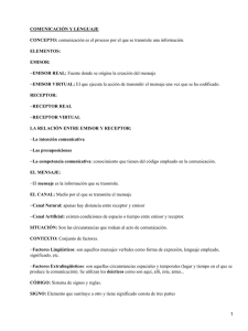 COMUNICACIÓN Y LENGUAJE CONCEPTO: ELEMENTOS: EMISOR: