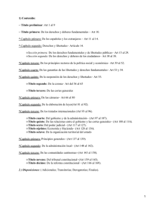 1) Contenido: − Título preliminar − Título primero:
