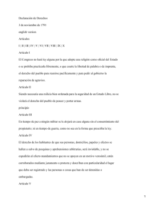 Declaración de Derechos de EEUU (Estados Unidos), de 3 de noviembre de 1791
