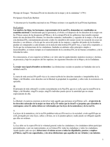 Declaración de los derechos de la mujer y de la ciudadana; Olympe de Gouges