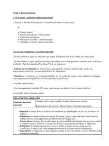 Tema 1. Derecho Laboral 1. OrÃ−genes y principios del derecho laboral