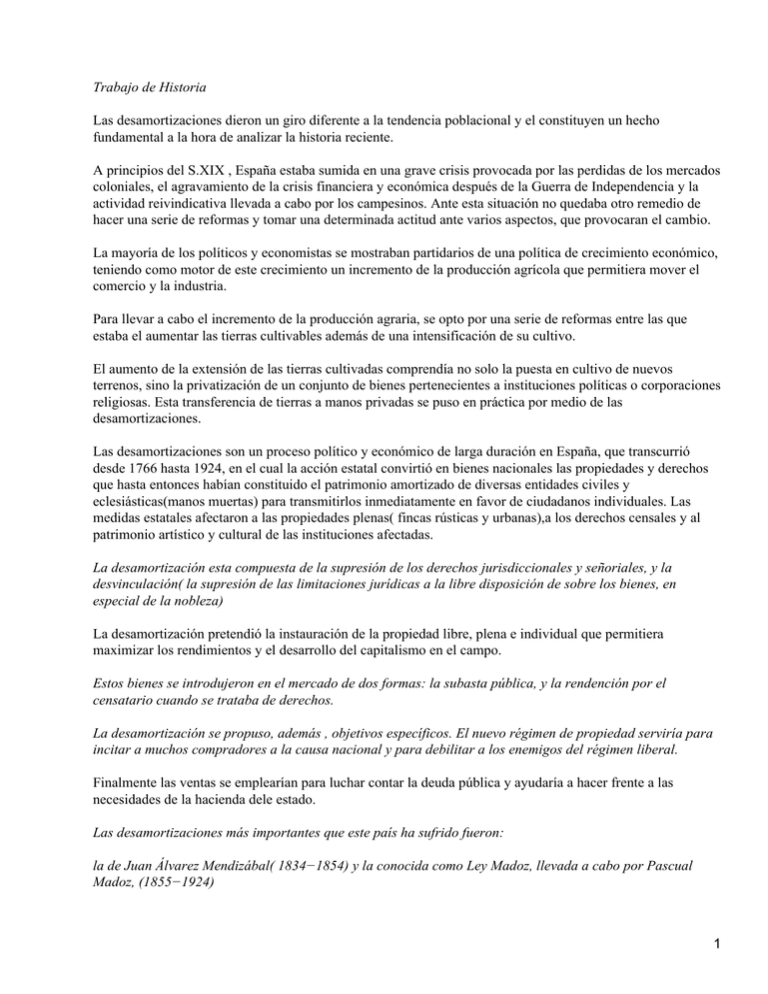Desamortizaci nes Del Siglo XIX