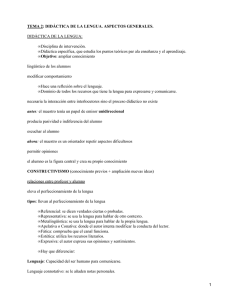 TEMA 2: DIDÁCTICA DE LA LENGUA. ASPECTOS GENERALES. Disciplina de intervención.