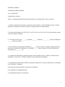 MATERIA: QUÍMICA EXAMEN DE DISOLUCIONES I.E.S. TARANCÓN. TARANCÓN, CUENCA.