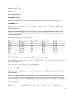 Laboratorio de FÃ−sica. PrÃ¡ctica: Efecto FotoelÃ©ctrico.