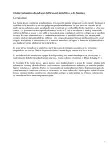 Efectos Medioambientales del Ácido Sulfúrico, del Ácido Nítrico y del Amoniaco