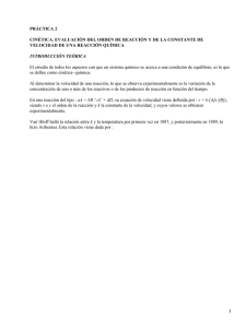 Evaluación del orden de reacción y de la constante de velocidad de una reacción química
