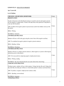 Negative Present Tense Lesson Plan for Elementary School