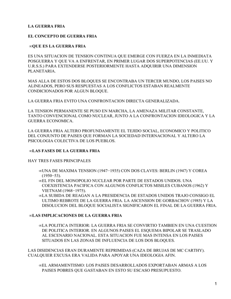 LA GUERRA FRIA EL CONCEPTO DE GUERRA FRIA