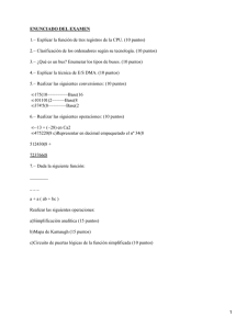Examen Arquitectura de Computadores: Registros, Buses, DMA