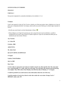 Tourism English Exam: Hotel Reservation Letters