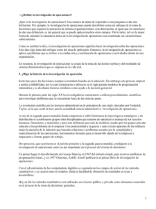 ¿Definir la investigación de operaciones? •