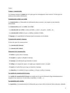 Tema 1 lengua podamos intercambiar información. comunicación