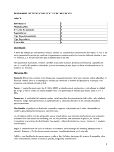 TRABAJO DE INVESTIGACION DE COMERCIALIZACION INDICE Introducción 1