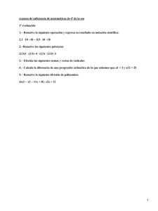examen de suficiencia de matemáticas de 4º de la eso