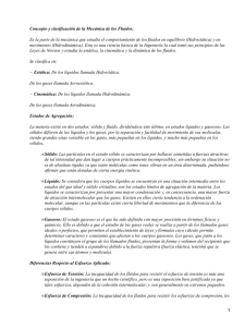 Concepto y clasificación de la Mecánica de los Fluidos: