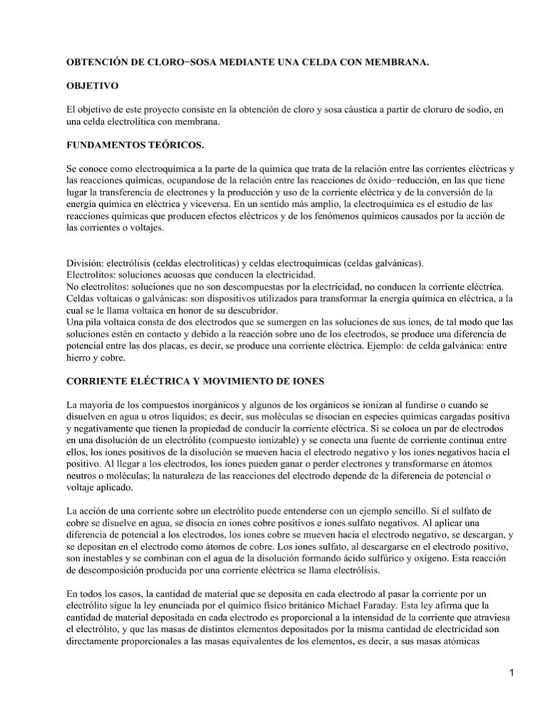 Obtención De Cloro Sosa Mediante Una Celda Electrolítica Con Membrana 4749