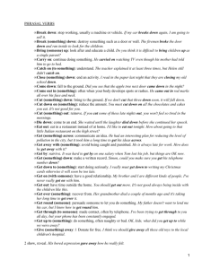 PHRASAL VERBS Break down Break (something) down Bring (someone) up