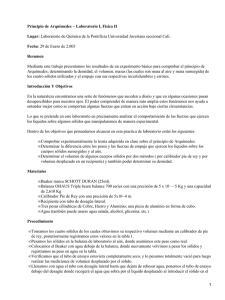 Principio de Arquímedes − Laboratorio I, Física II Lugar: Fecha Resumen