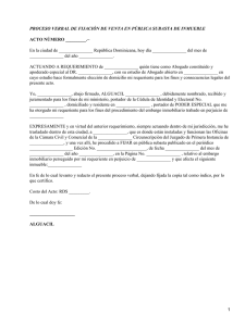 Proceso verbal de fijación en venta en pública subasta de inmueble