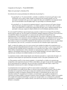 Compendio de PsicologÃ−a - Wundt (RESUMEN) Objeto de la psicologÃ−a (IntroducciÃ³n)