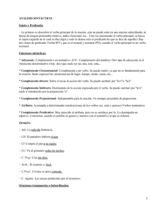 ANÁLISIS SINTÁCTICO: Sujeto y Predicado: