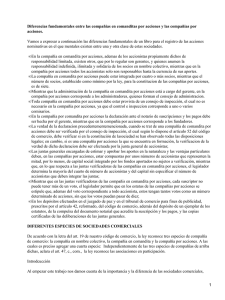 Diferencias fundamentales entre las compañias en comanditas por acciones y... acciones.