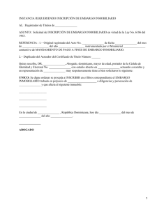 Solicitud de inscripción de embargo imobiliario