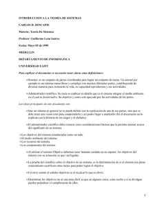INTRODUCCION A LA TEORÍA DE SISTEMAS CARLOS H. HINCAPIE