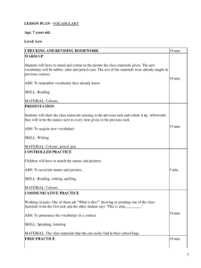 Vocabulary Lesson plan