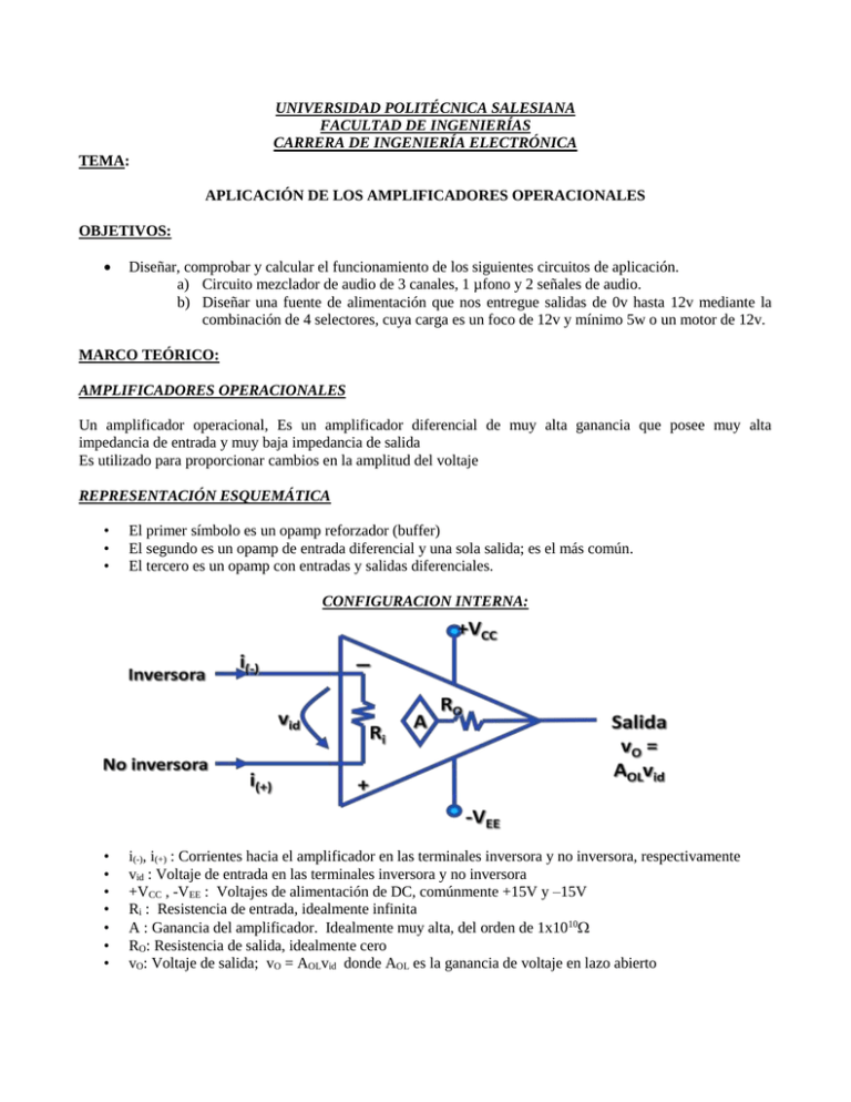 Aplicación De Los Amplificadores Operacionales