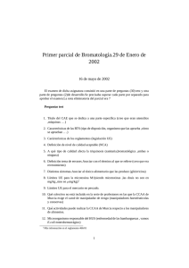 Primer parcial de Bromatolog´ıa.29 de Enero de 2002