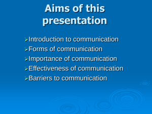 Aims of this presentation