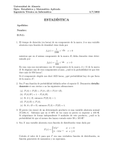 Universidad de Almer´ıa Dpto. Estad´ıstica y Matem´ atica Aplicada Ingenier´ıa T´