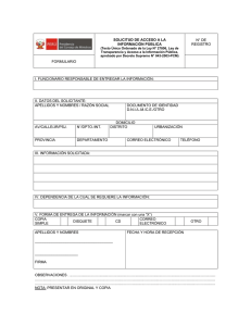 N° DE REGISTRO SOLICITUD DE ACCESO A LA