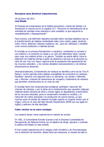 Recuperar para disminuir importaciones