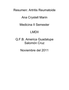 Resumen: Artritis Reumatoide Ana Crystell Marin Medicina II