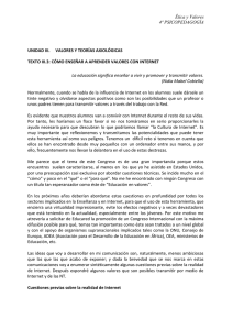 El título de esta ponencia es aprender valores con Internet