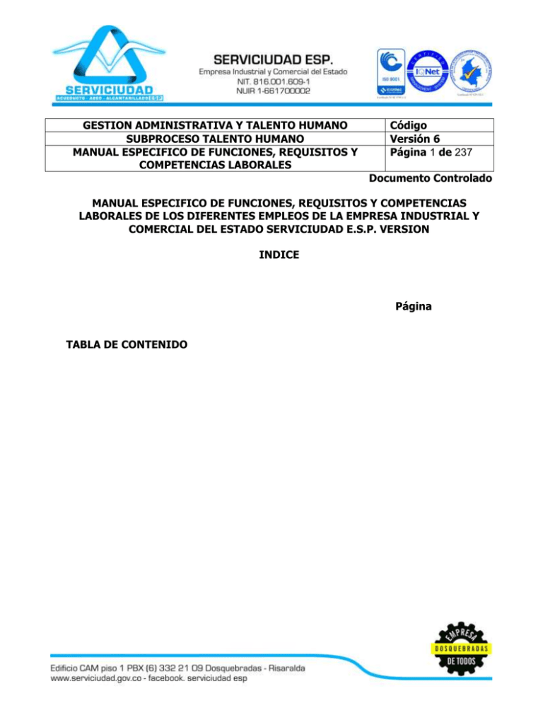 MANUAL DE FUNCIONES Y COMPETENCIAS