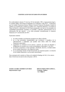 Certificación a los Estados Financieros