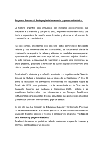 Programa Provincial Pedagogía de la memoria y Proyecto Histórico
